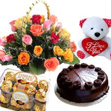 12 roses cake teddy chocolete